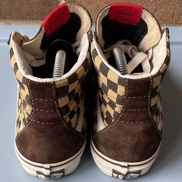 Vans Expresso Brown & White Checkerboard High Top Skateboard Sneakers - Picture 4 of 9